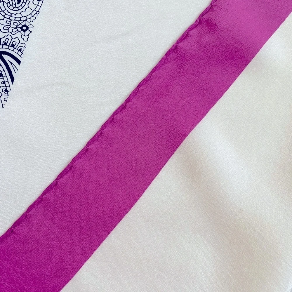 Anna Marchetti Silk Floral Scarf Black Cream Purple